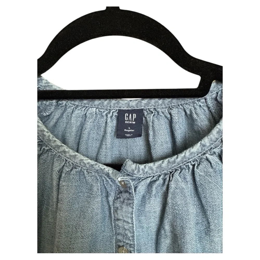 GAP Girls Chambray Peasant Top size Large - Picture 2 of 4